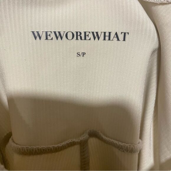 Revolve WeWoreWhat Beige Chain Romper Unitard Belted Ribbed Khaki Bodysuit - Picture 7 of 12